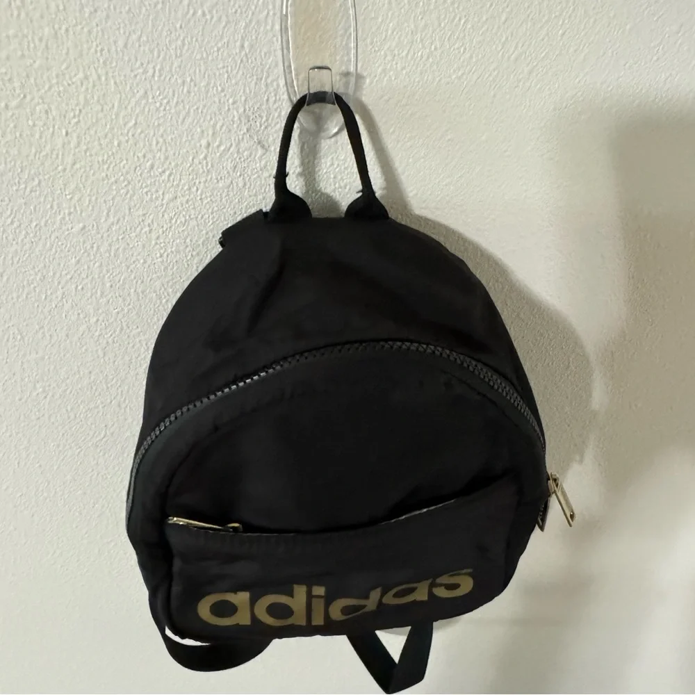 Adidas Mini Backpack Black Gold-8x10.5”x4” - Picture 6 of 10